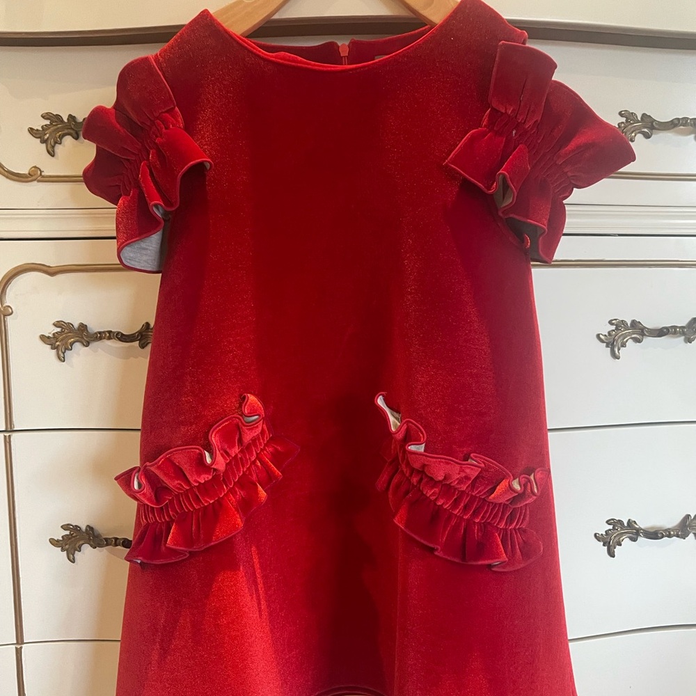 Elegant Red Velvet Kids Dress